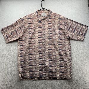 VTG Columbia Button Up Shirt Mens XL X-Large Allover Print Fishing Outdoors Golf